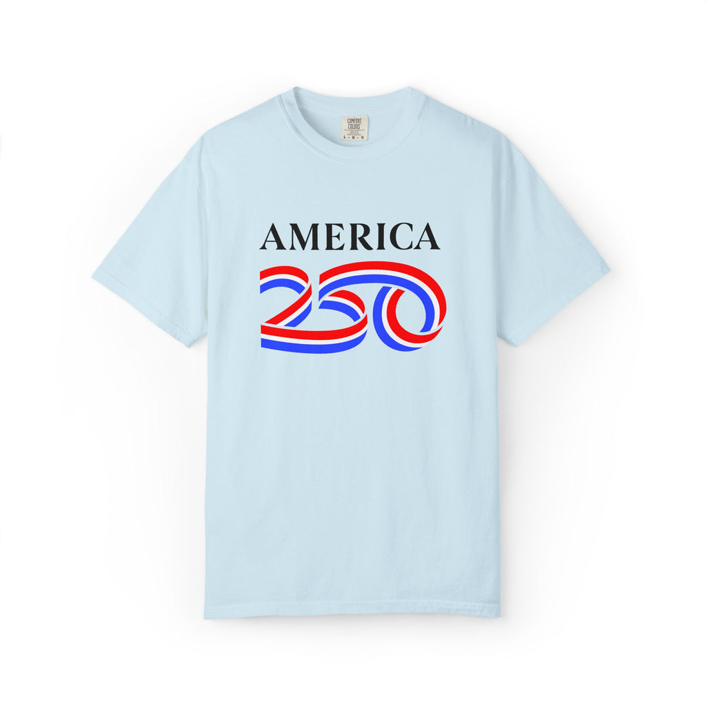 America 250 Celebration T-Shirt — Red, White & Blue Bicentennial Graphic Tee