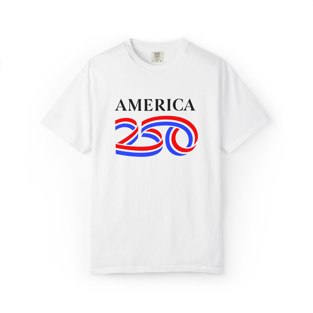 America 250 Celebration T-Shirt — Red, White & Blue Bicentennial Graphic Tee