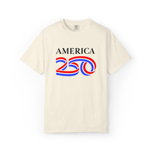 America 250 Celebration T-Shirt — Red, White & Blue Bicentennial Graphic Tee