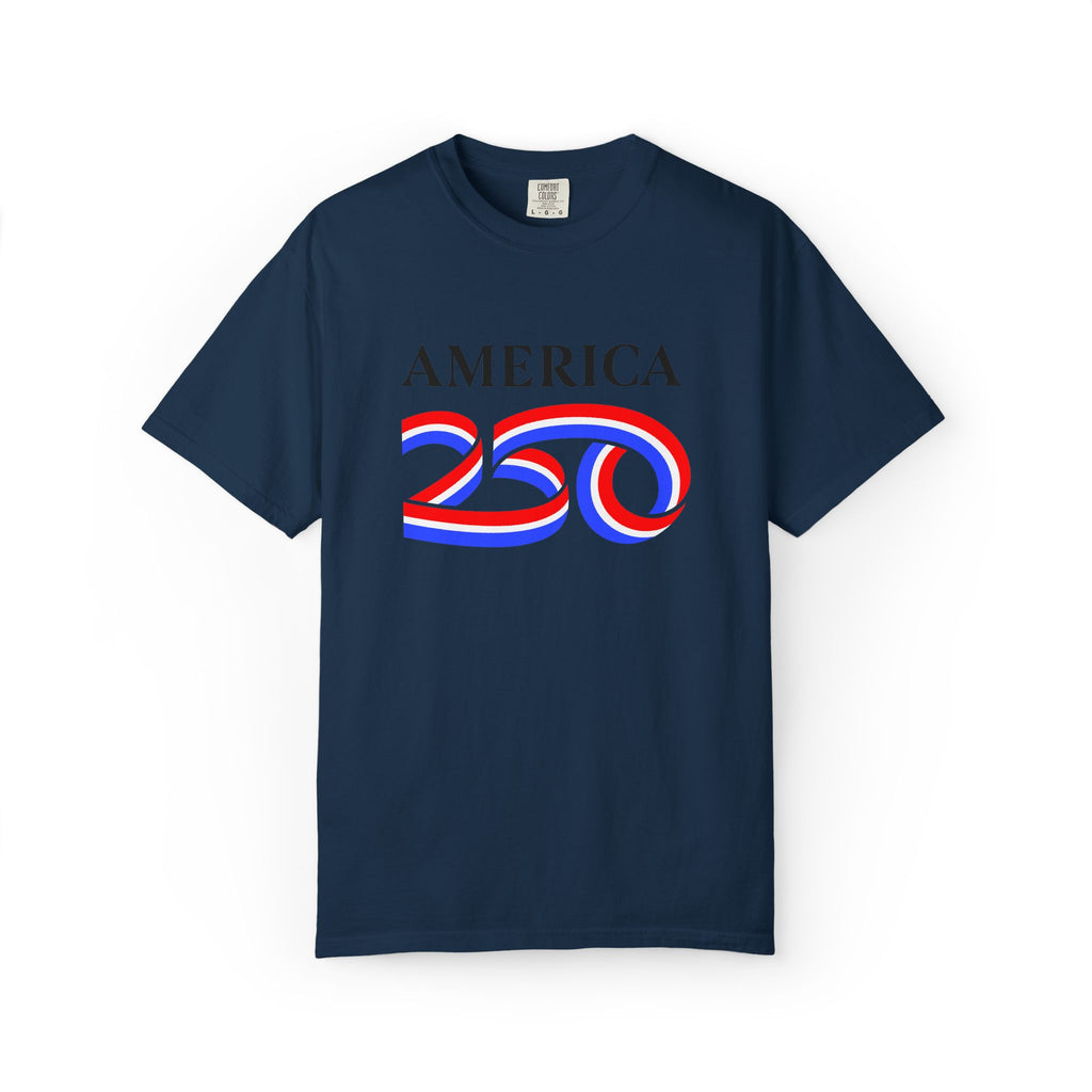 America 250 Celebration T-Shirt — Red, White & Blue Bicentennial Graphic Tee