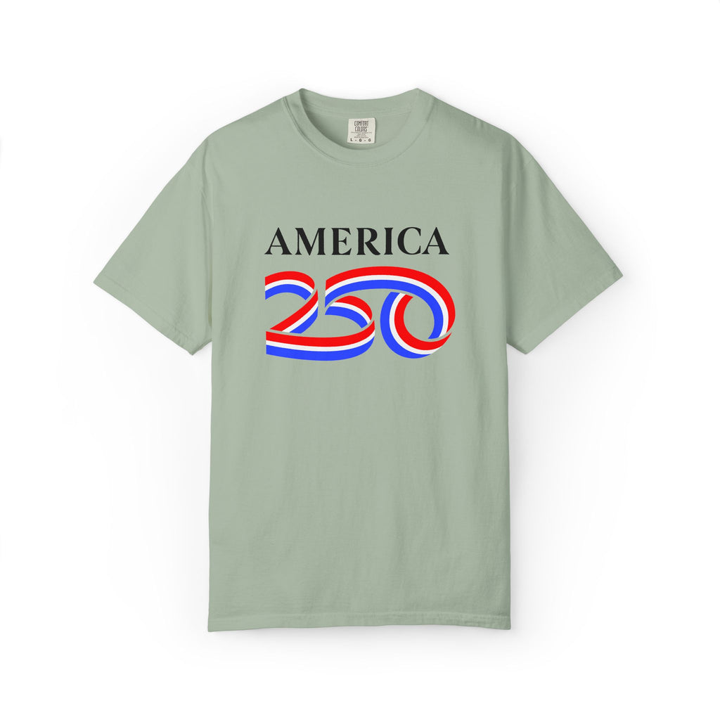 America 250 Celebration T-Shirt — Red, White & Blue Bicentennial Graphic Tee