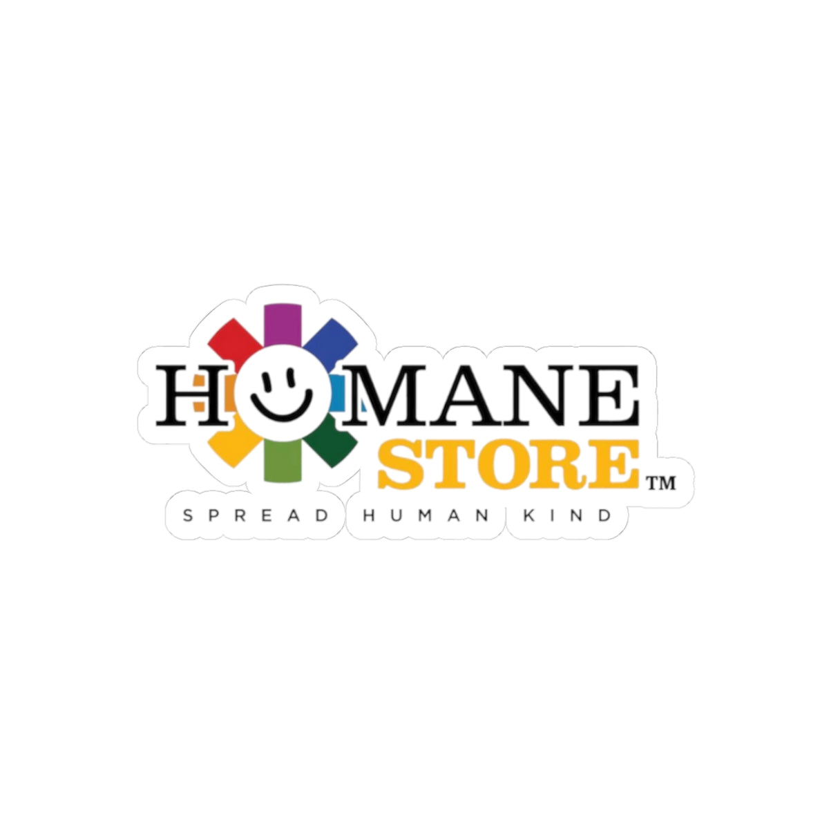 Humane Store Rainbow Logo Sticker — Kiss-Cut Vinyl Decal (Spread Human Kind)