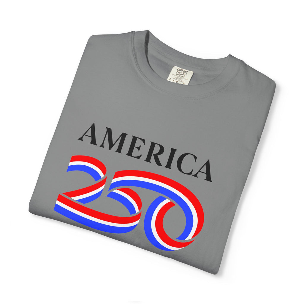 America 250 Celebration T-Shirt — Red, White & Blue Bicentennial Graphic Tee