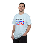 America 250 Celebration T-Shirt — Red, White & Blue Bicentennial Graphic Tee