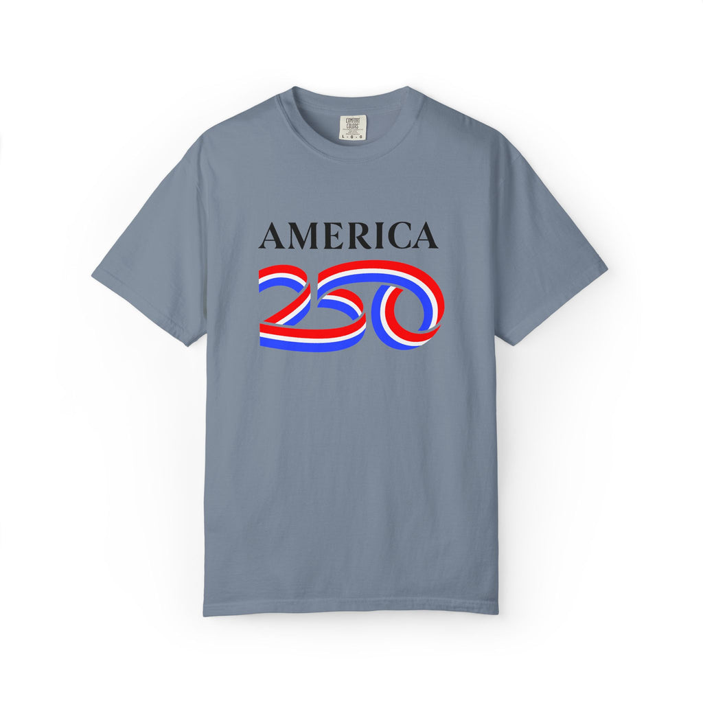 America 250 Celebration T-Shirt — Red, White & Blue Bicentennial Graphic Tee